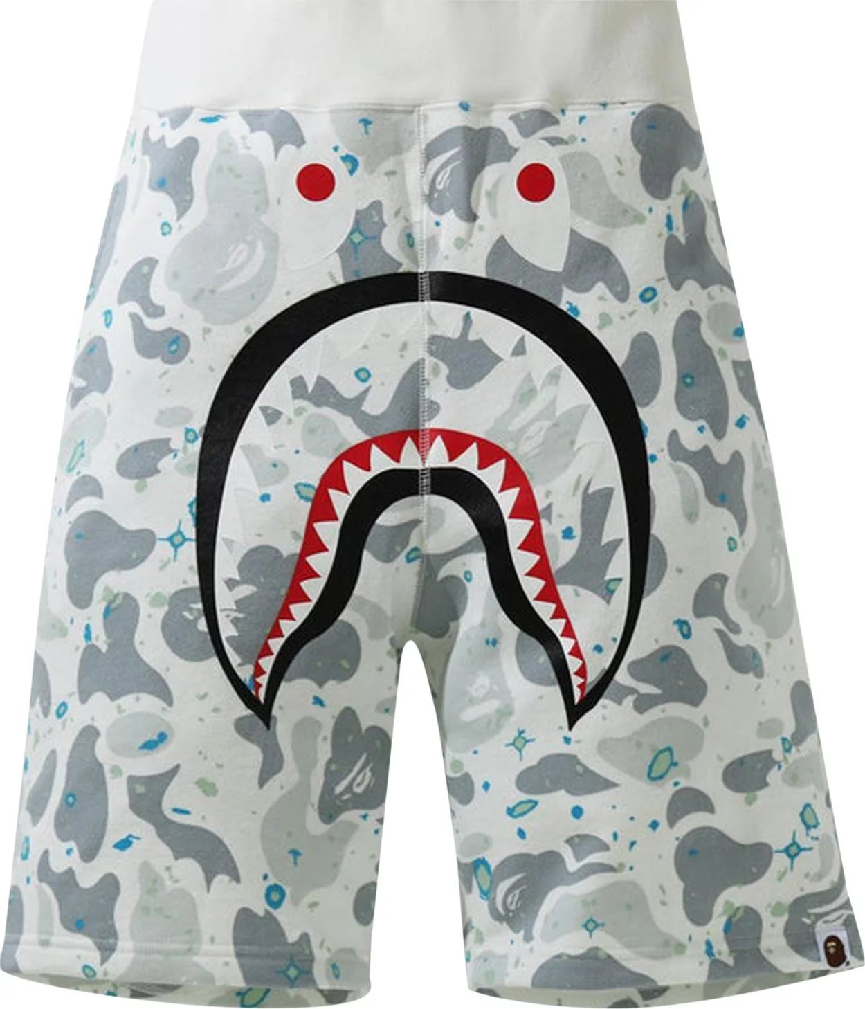 BAPE Space Camo Shark Sweat Shorts White