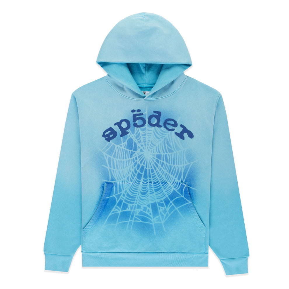 Sp5der OG WEB V2 SPRAY HOODIE (LIGHT BLUE)
