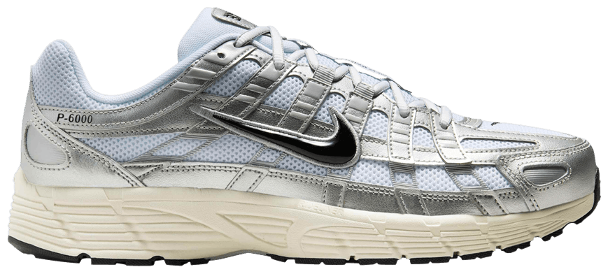 Nike P-6000 White Metallic Silver Flat Silver Black