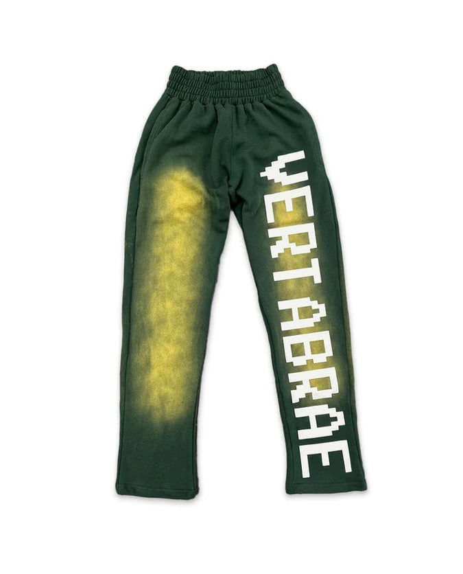 VERTABRAE STRAIGHT SWEATPANTS "WASHED GREEN/WHITE"