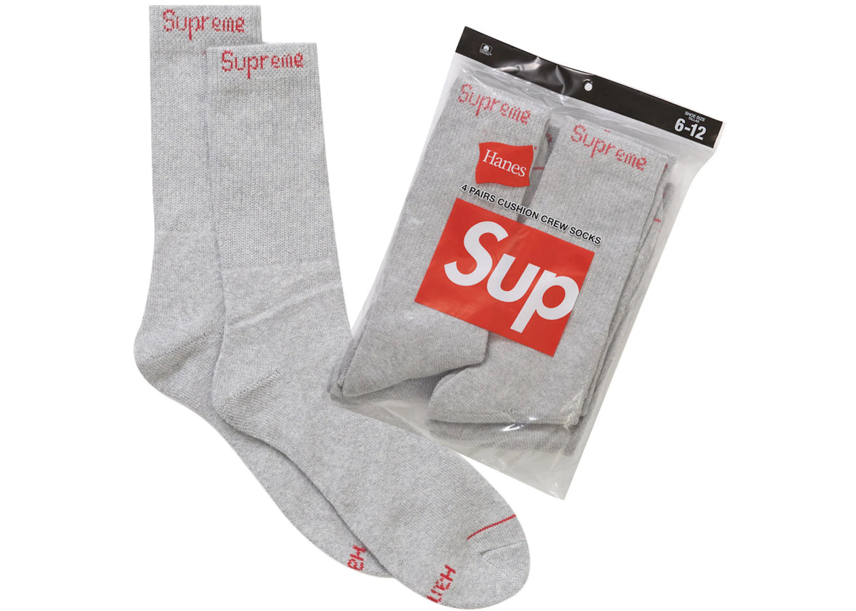 Supreme Hanes Socks (4 Pack) Grey