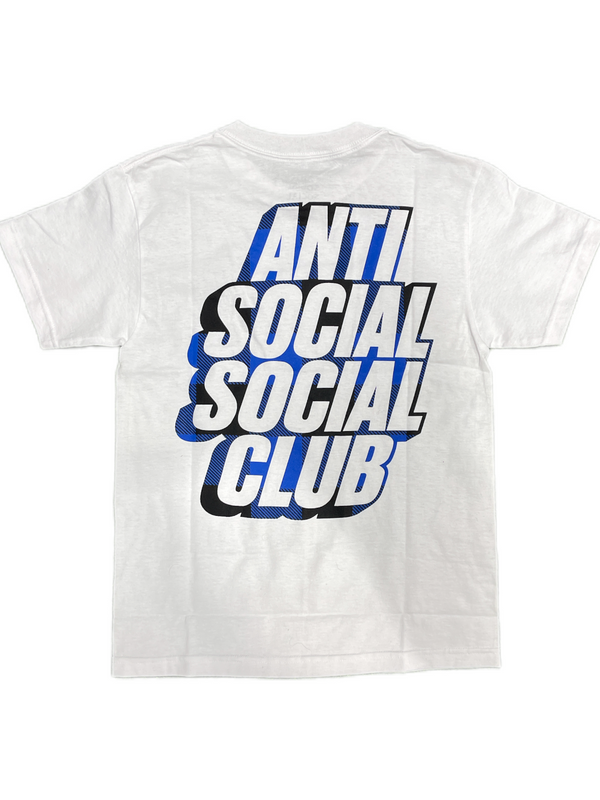 Anti Social Social Club Blocked Plaid Tee Blue White (Preowned)