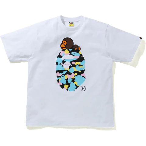 BAPE New Multi Camo Milo On Ape Relaxed Tee White