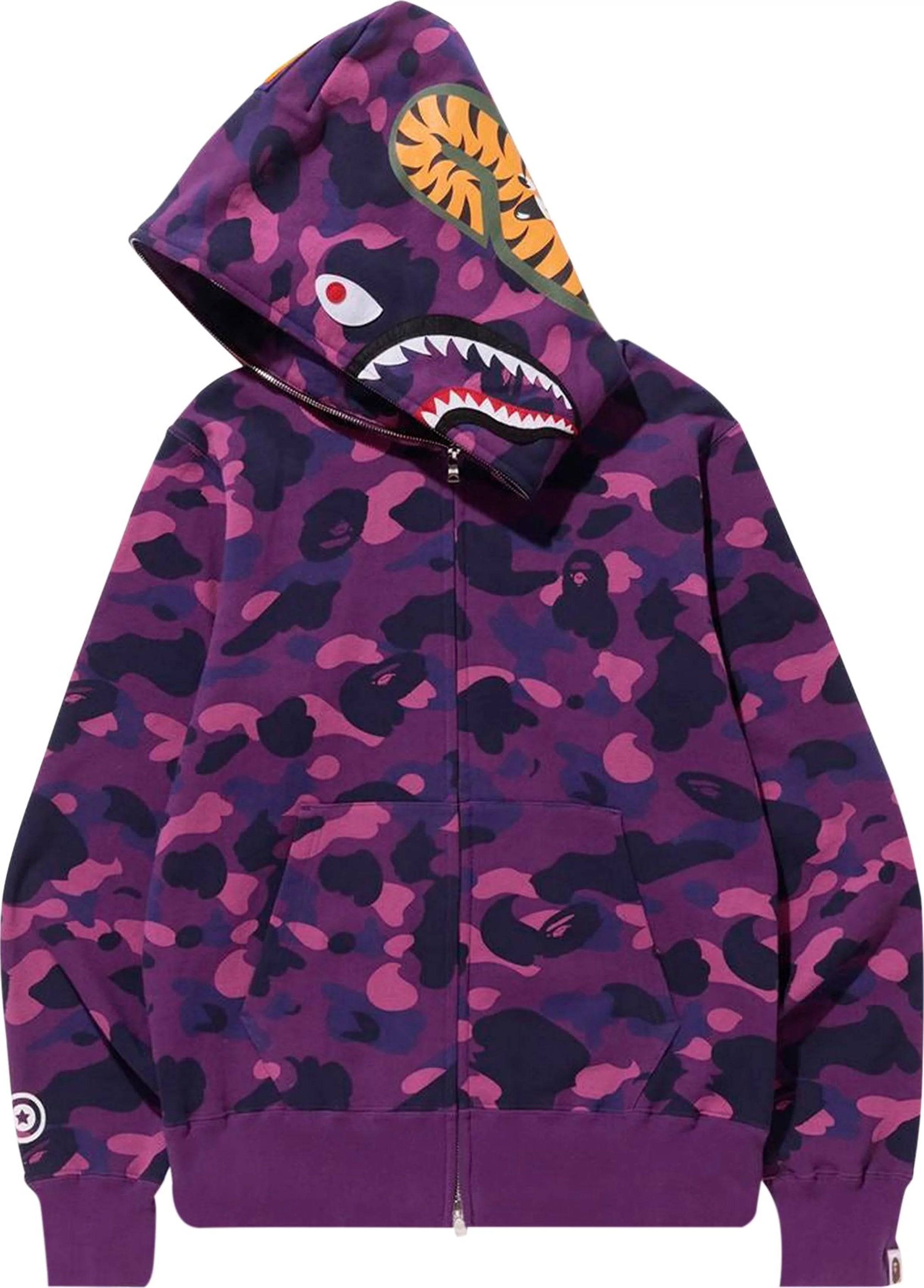 BAPE Color Camo Shark Full Zip Hoodie 'Purple'