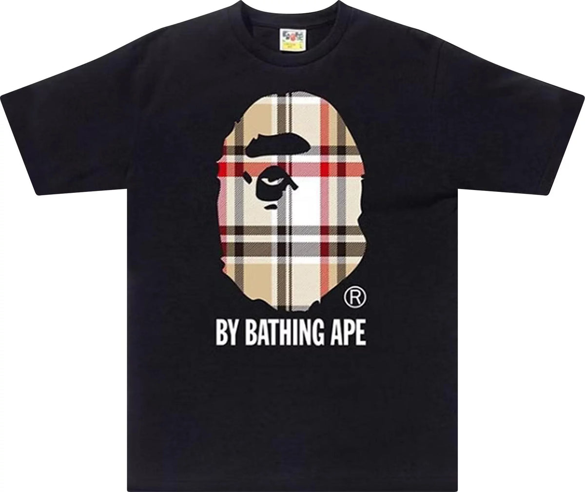 BAPE A Bathing Ape Check by Bathing Tee Black/Beige