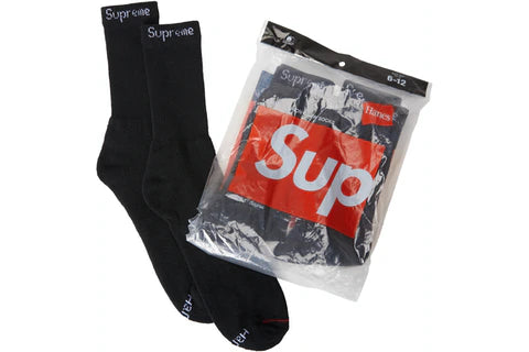 Supreme Hanes Socks (4 Pack) Black
