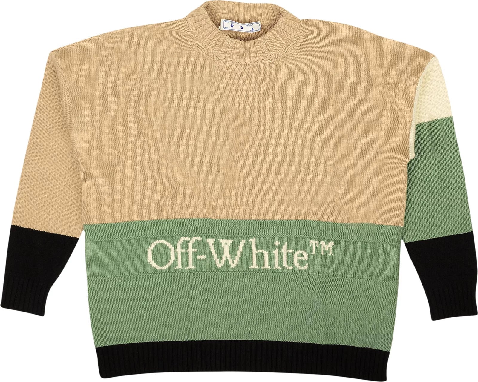 Off-White Block Wool Crewneck 'Beige/Green/Black'