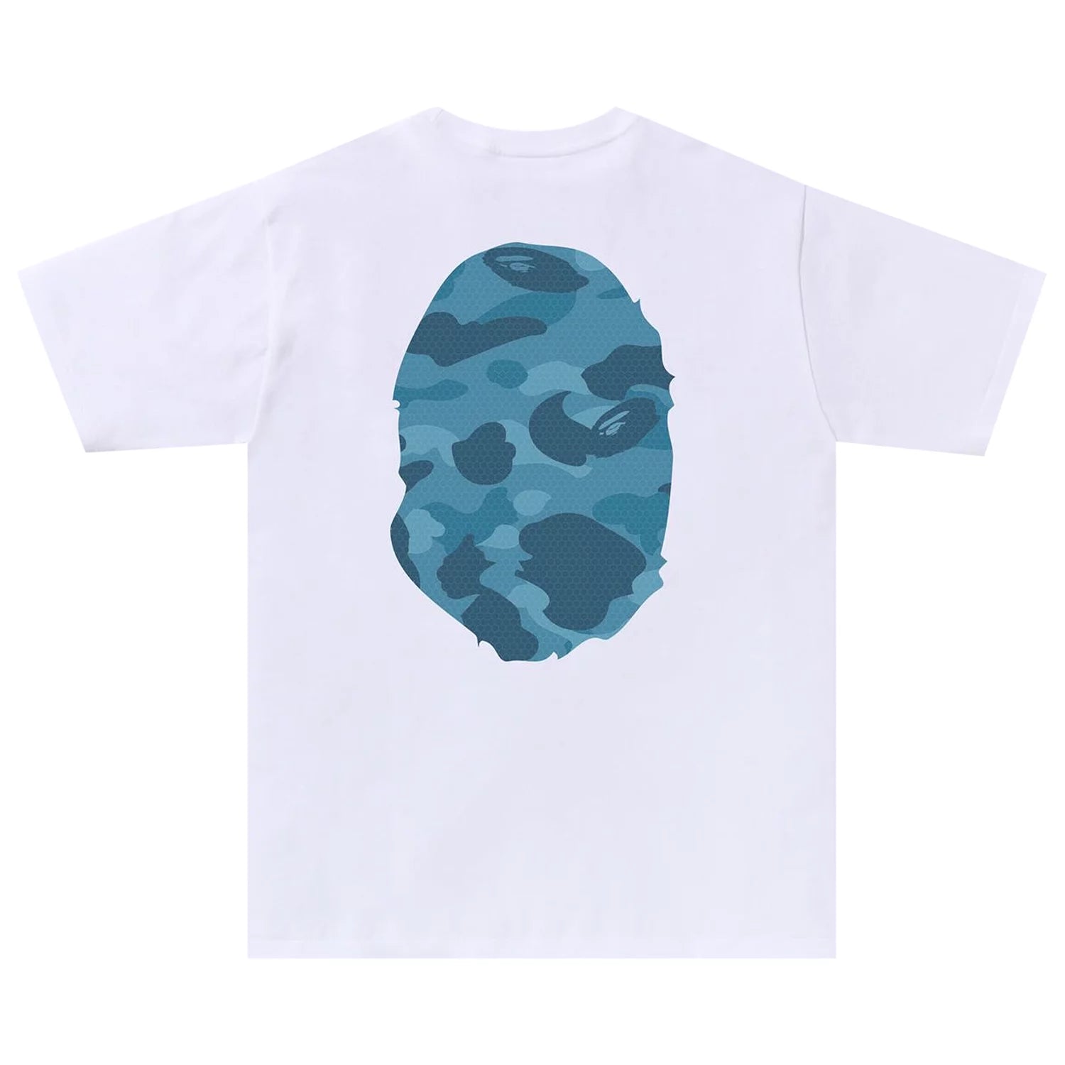 BAPE Honeycomb Camo Big Ape Head Tee White Blue