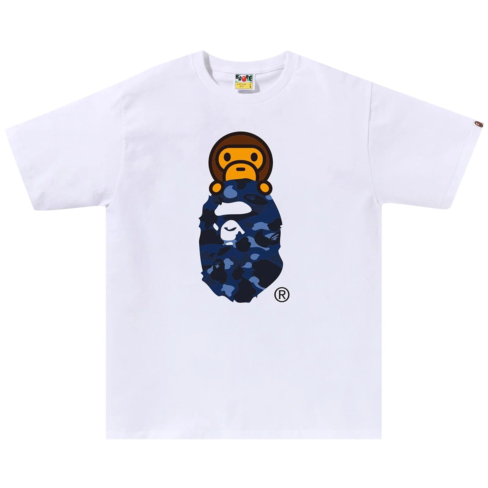 BAPE Color Camo Milo On Ape Head Tee 'White/Navy'