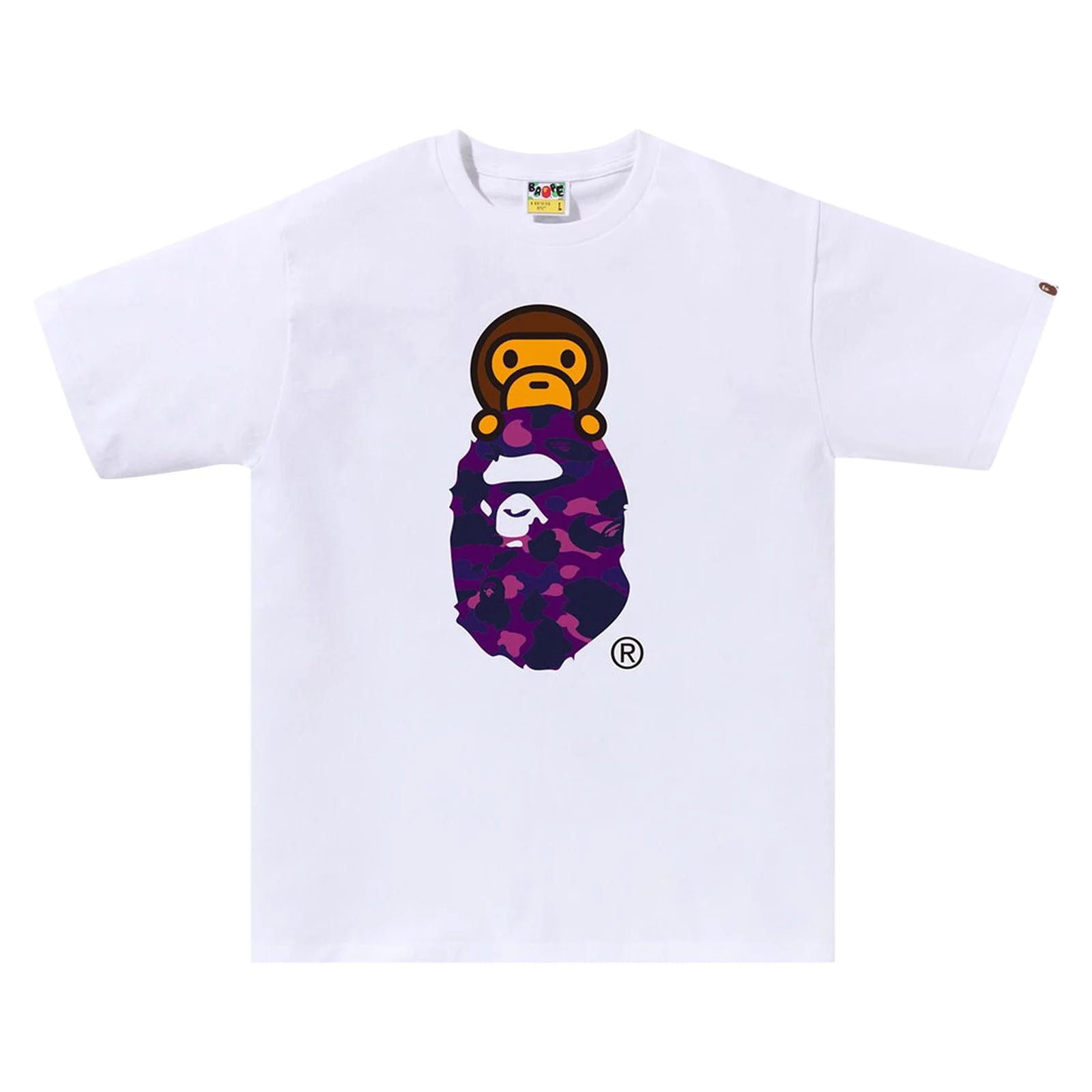 BAPE Color Camo Milo On Ape Head Tee 'White/Purple'