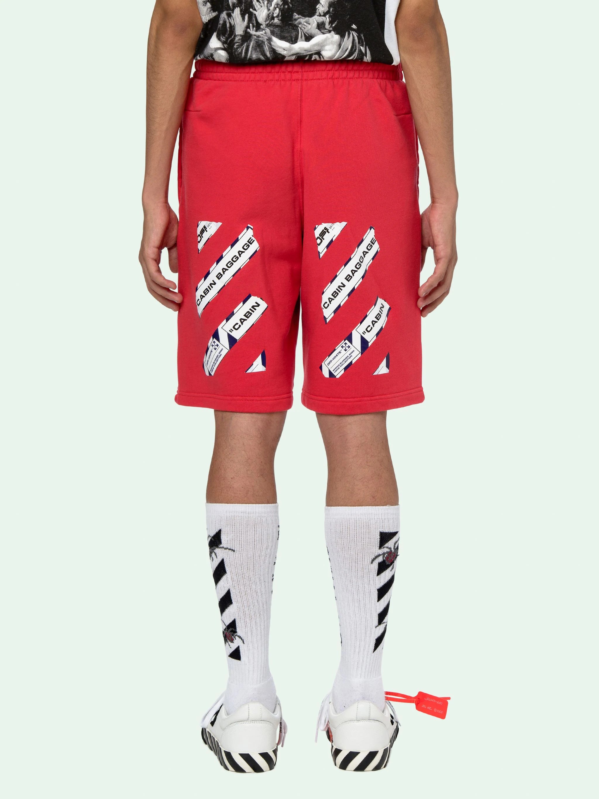 Off-White Airport Tape Sweatshort 'Red'