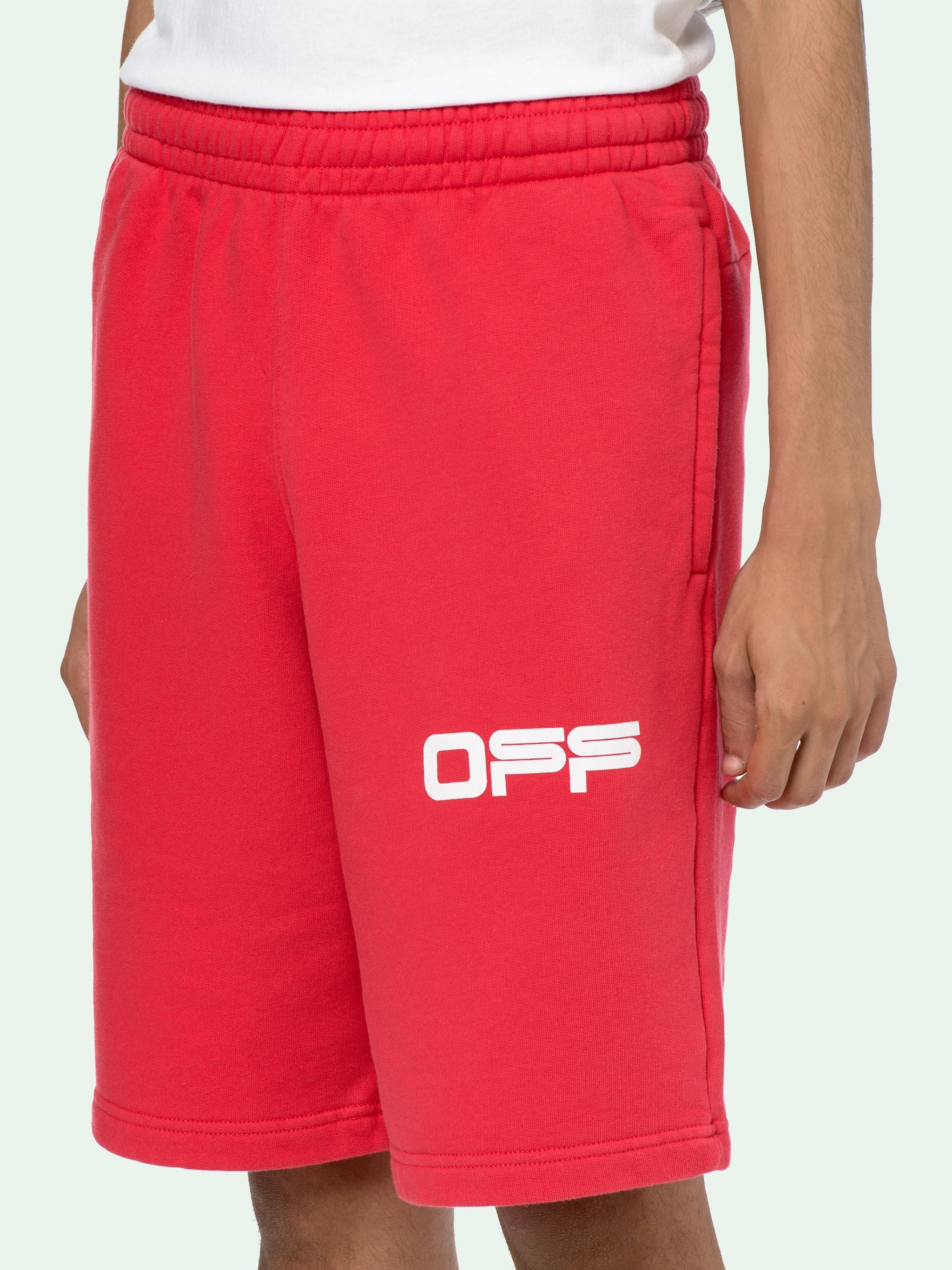 Off-White Airport Tape Sweatshort 'Red'