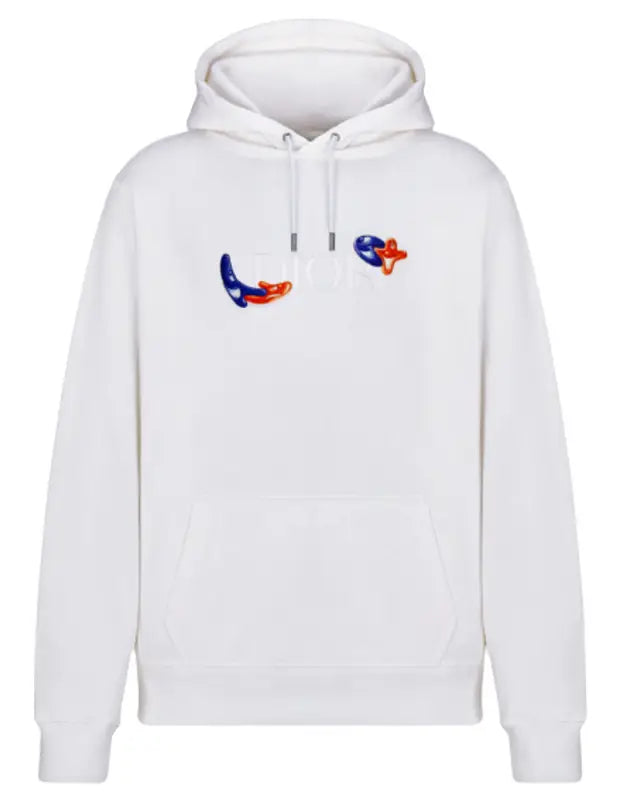 Dior × Kenny Scharf Logo Cotton Fleece White Hoodie (Preowned)