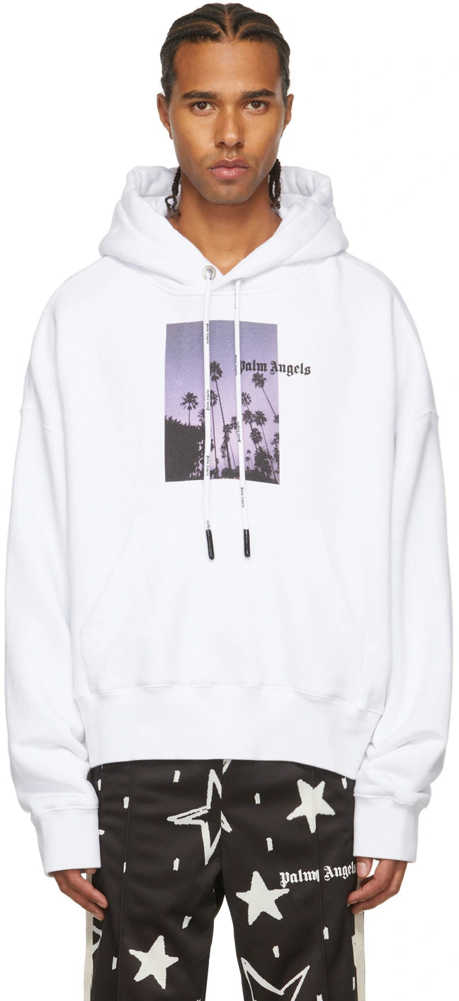 Palm Angels Stars And Palms Hoodie 'White/Black'