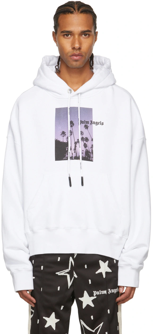 Palm angels white hoodie hotsell