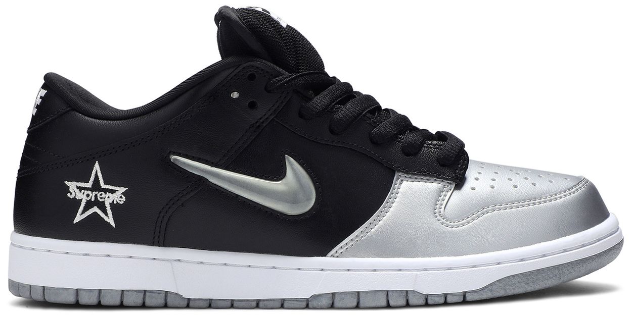 Nike SB Dunk Low Supreme Jewel Swoosh Silver