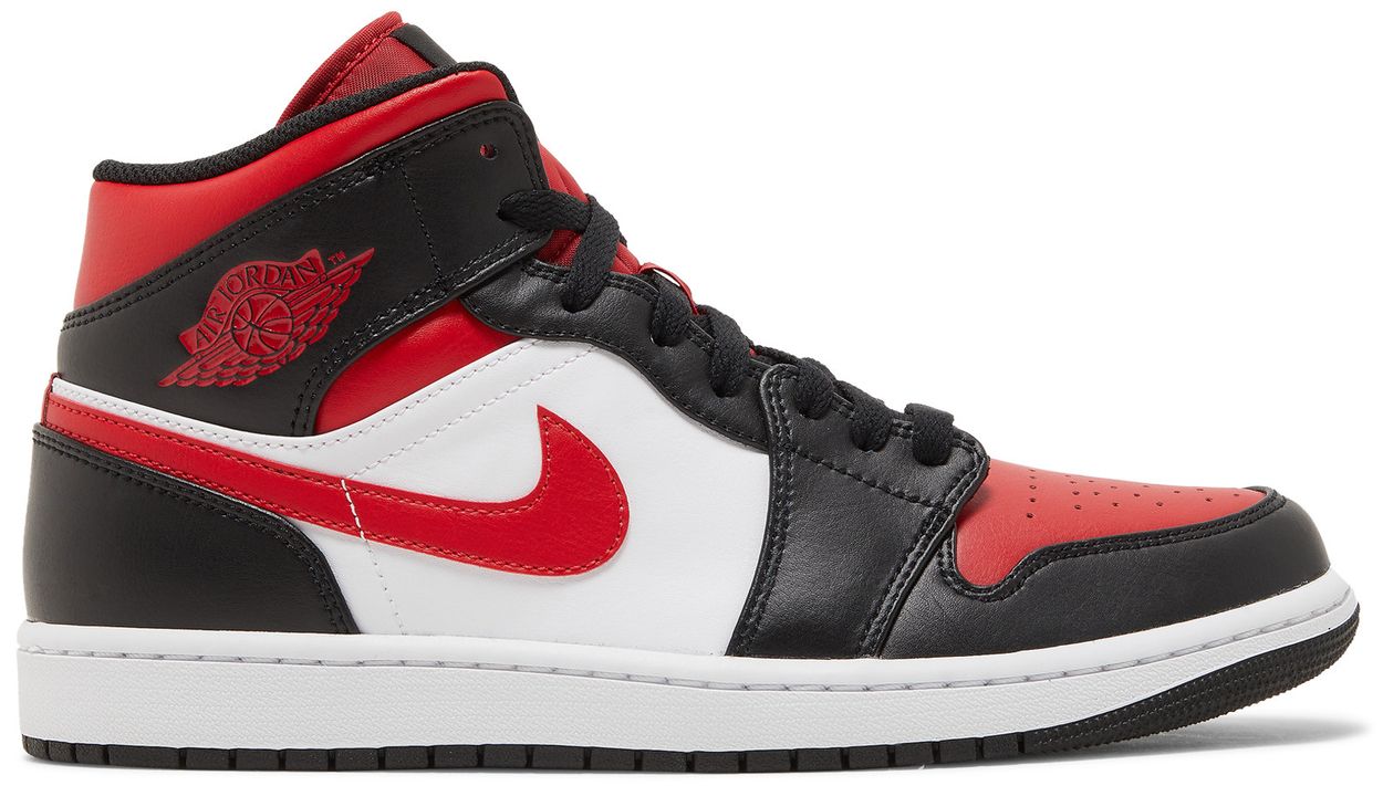 Air Jordan 1 Mid White Black Red (2022) (Pre-Owned)