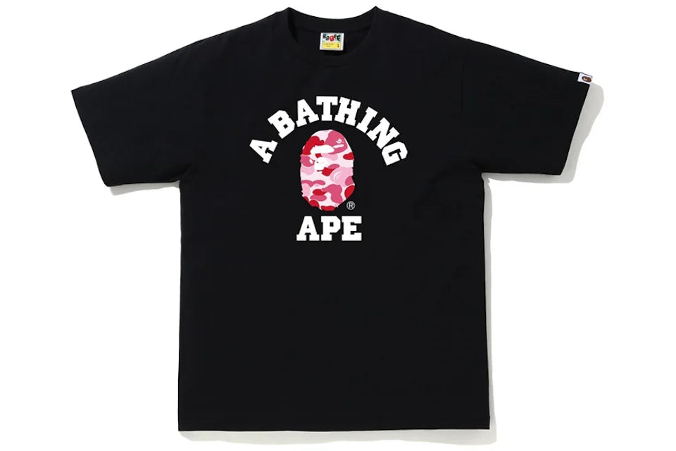 BAPE ABC CAMO COLLEGE T-SHIRT BLACK/PINK