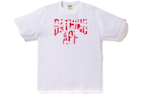 BAPE ABC Camo NYC Logo Tee White Pink