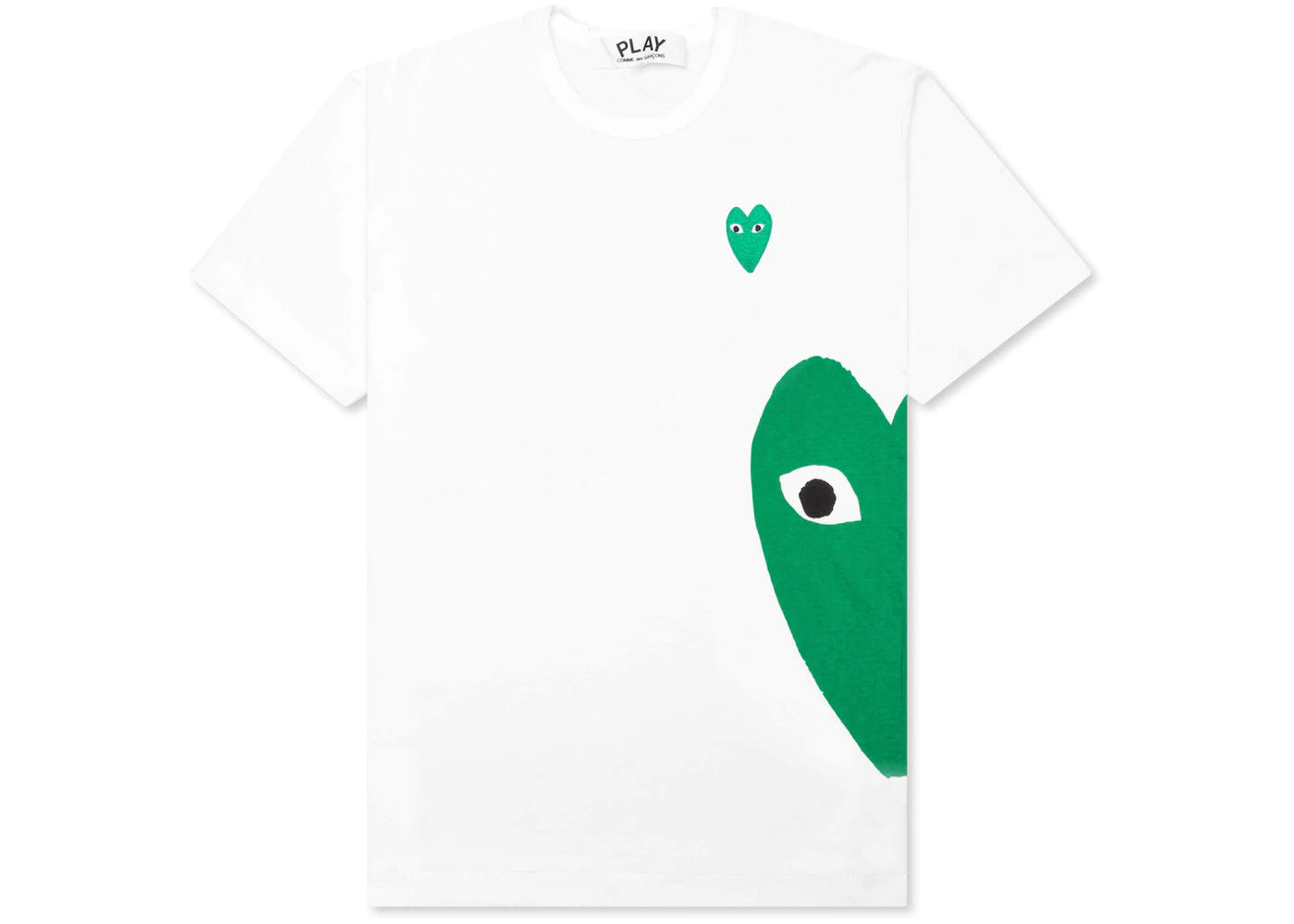 CDG Green Hearts T-Shirt 'White' (Preowned)