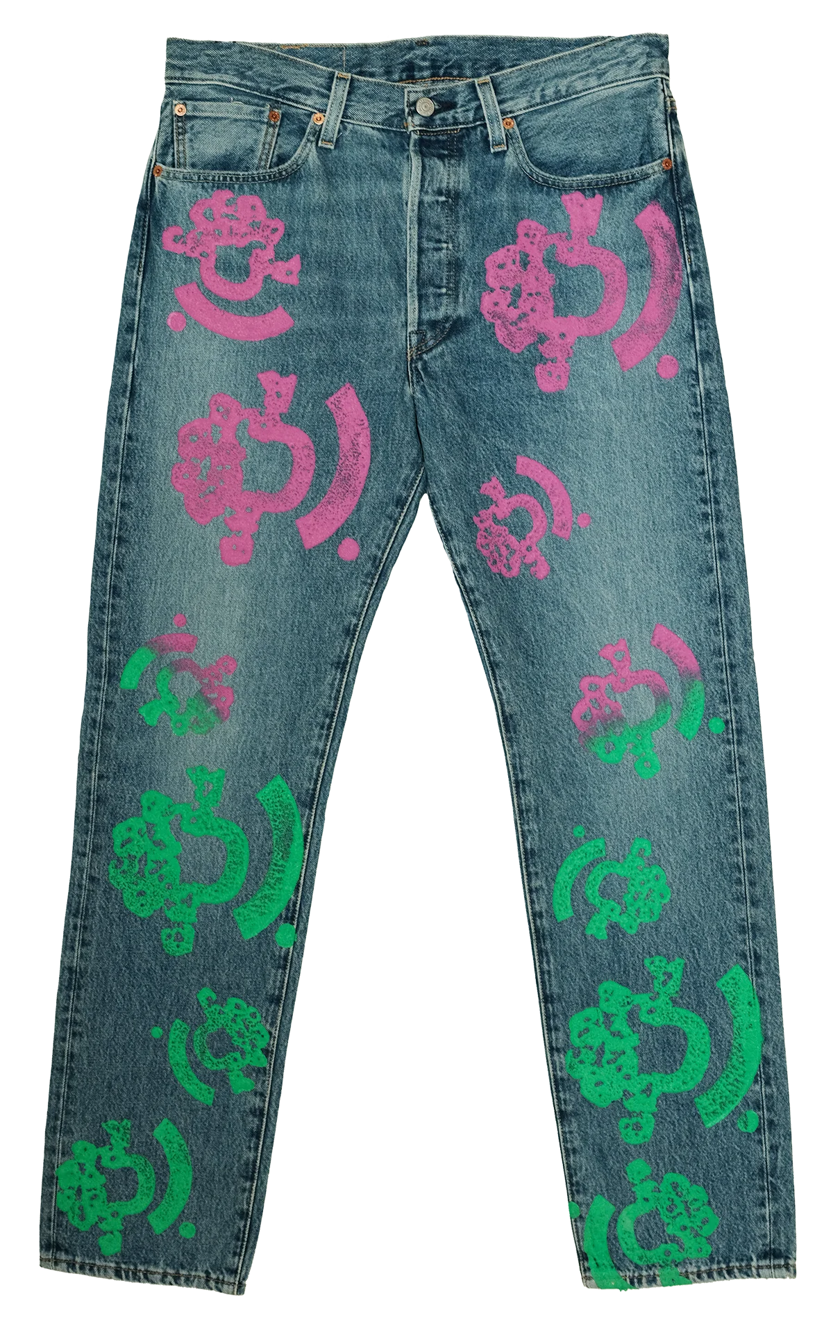 Denim Tears Bstroy Tears 501 Light Wash Jean 'Pink/Green' (Worn Once)