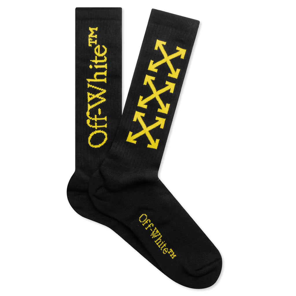 OFF-WHITE C/O VIRGIL ABLOH ARROW BOOKISH MEDIUM SOCKS - BLACK/YELLOW