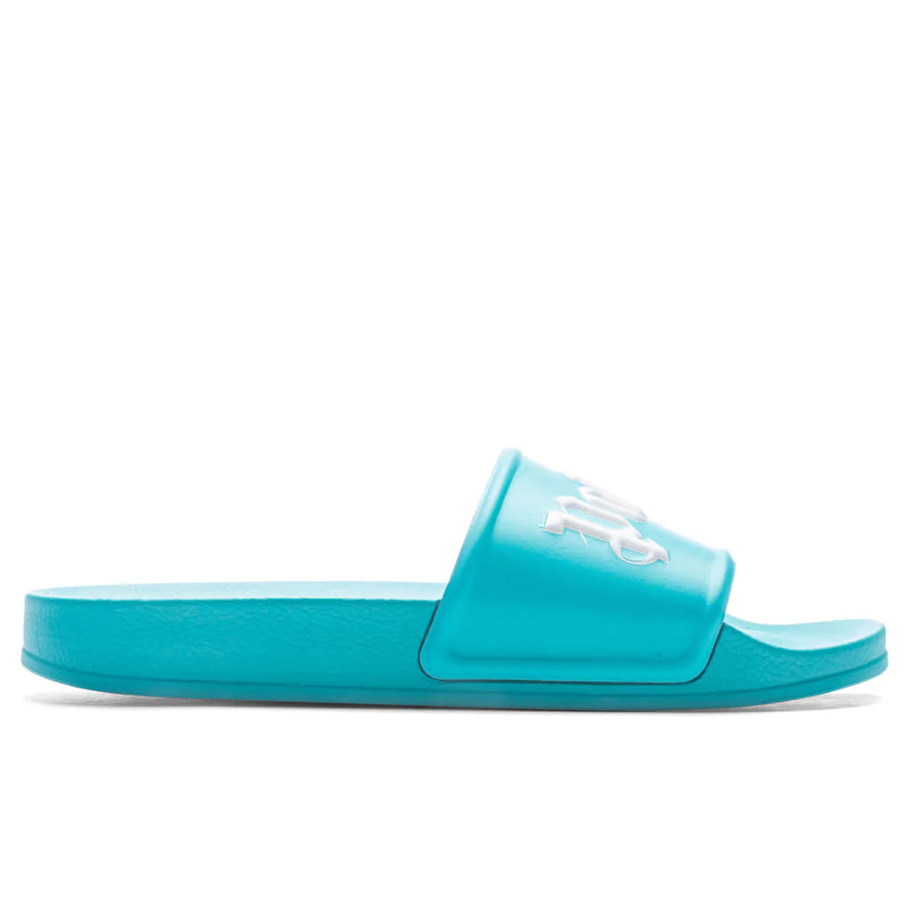 Palm Angels Logo Pool Slides 'Light Blue'