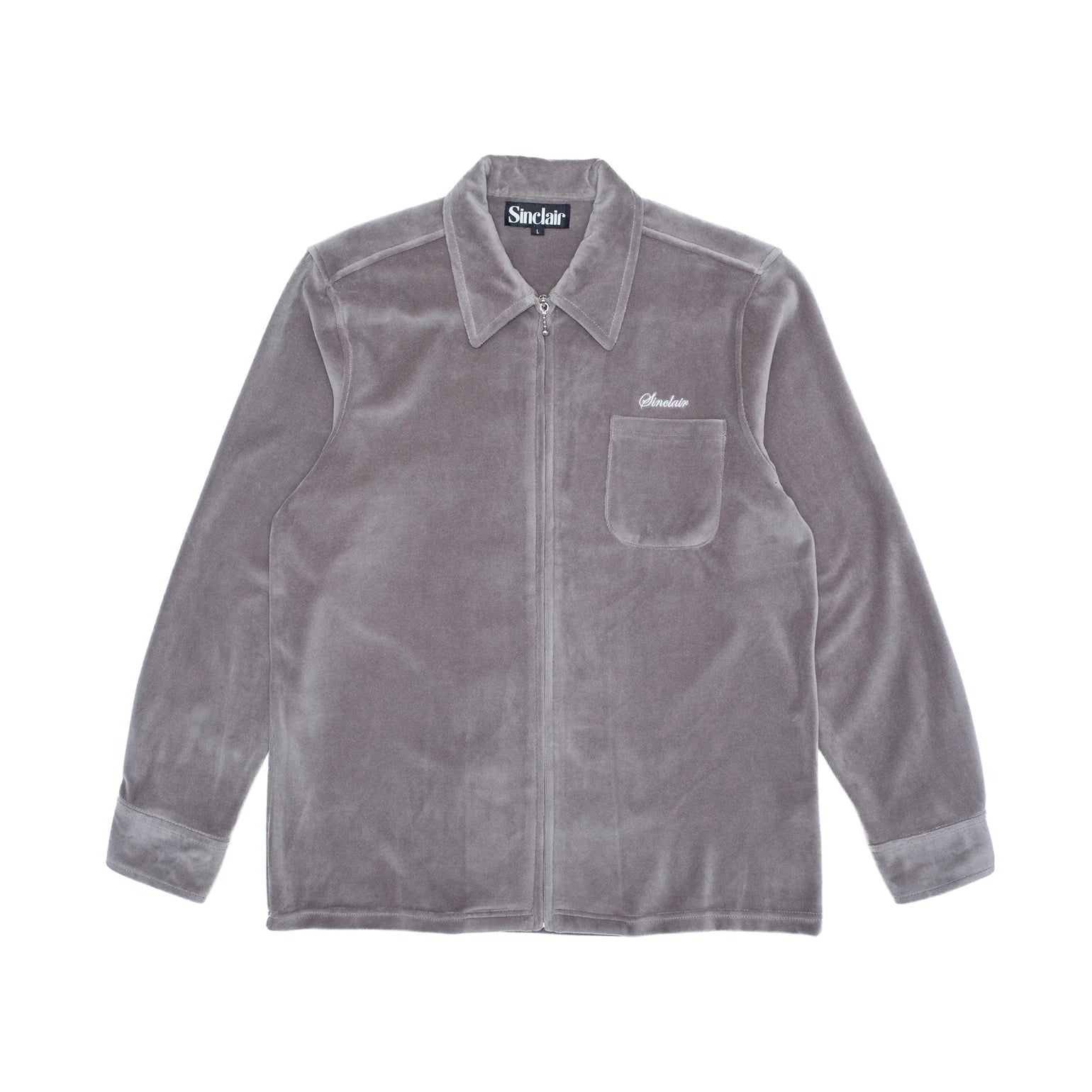 Sinclair Velour Easy Zip Shirt Slate