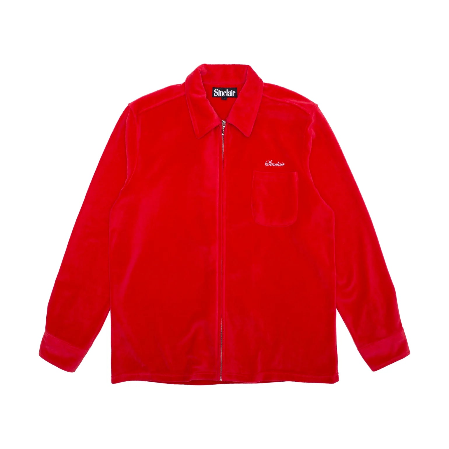 Sinclair Velour Easy Zip Shirt Red