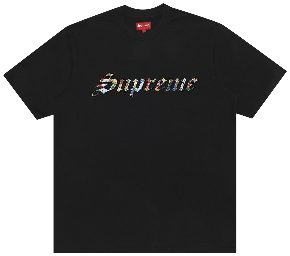 Supreme Floral Appliqué Short-Sleeve Top 'Black' (Preowned)