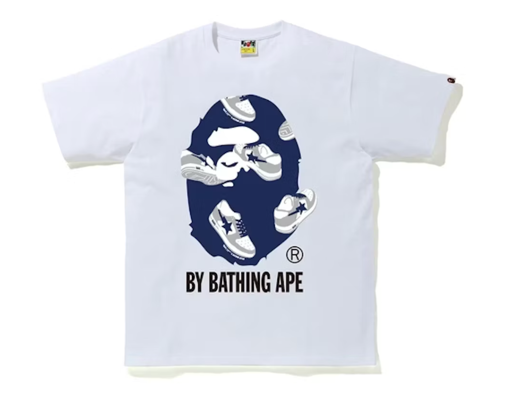 BAPE Sta Random by Bathing Ape Tee White/Navy (Preowned)