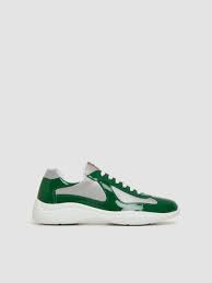 Prada  Men's America's Cup Patent Leather Sneakers Green/Grey (Pre-Owned)
