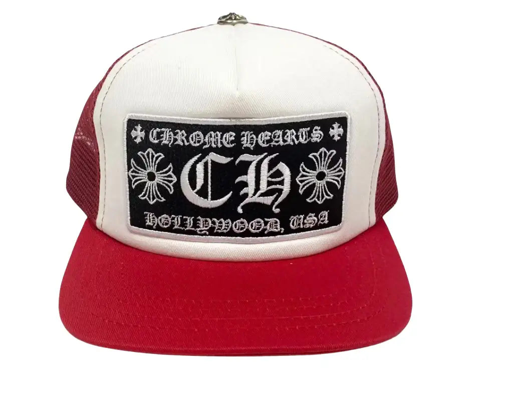 Chrome Hearts CH Hollywood 'Red/White' Trucker Hat (Pre- Owned)