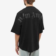 Palm Angels Oversized Mock Neck Glitter Logo T-Shirt Black/Black