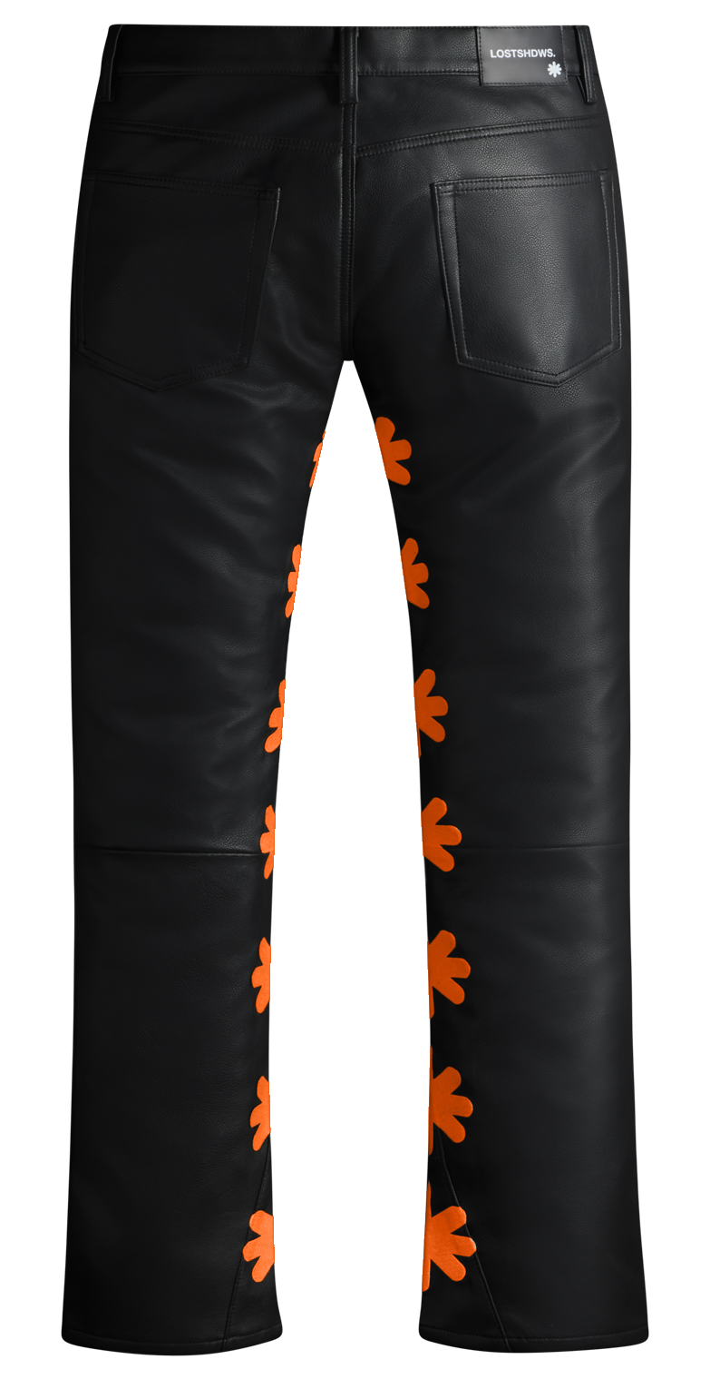 LOSTSHDWS LEATHER SUN LOGO PANT (ORANGE)