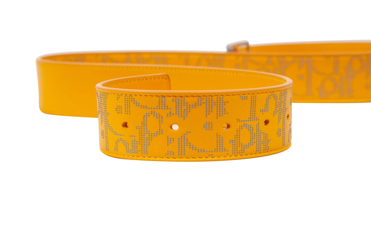 WORLD TOUR REVERSIBLE YELLOW DIOR CALFSKIN LEATHER BELT (Preowned)