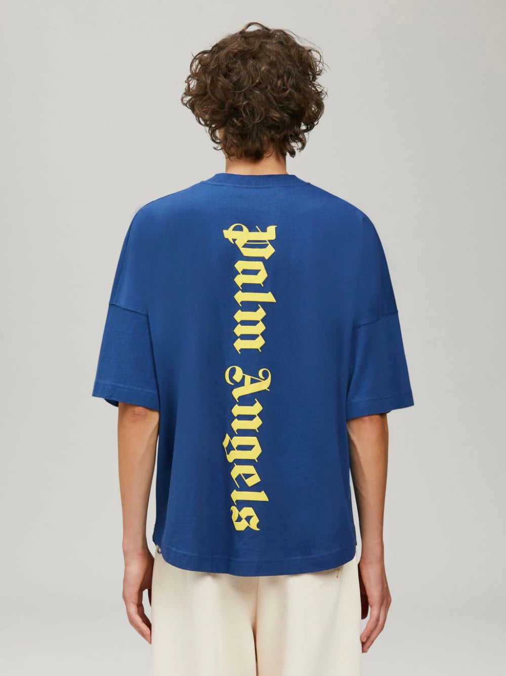 Palm Angels Mock Vertical Logo T-Shirt Navy/Gold