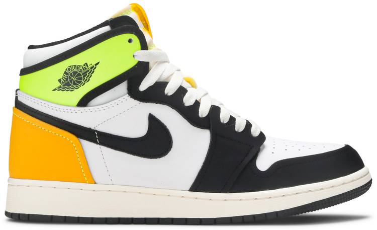 Jordan 1 Retro High 'White Black Volt University Gold' (GS)