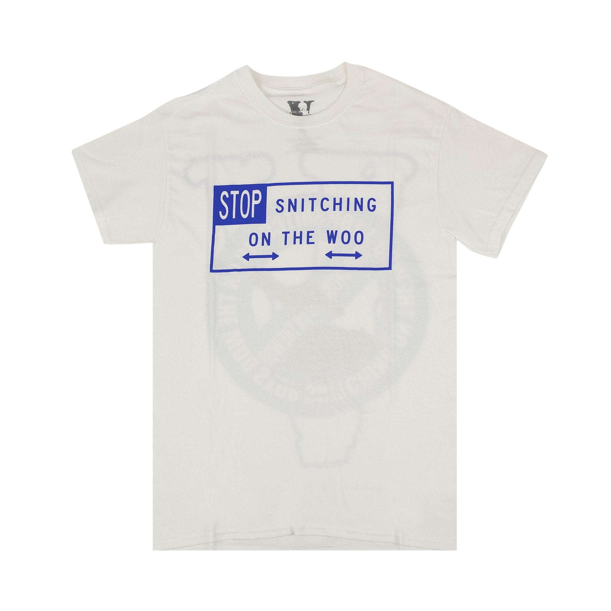 Pop Smoke x Vlone Stop Snitching T-shirt White/Blue