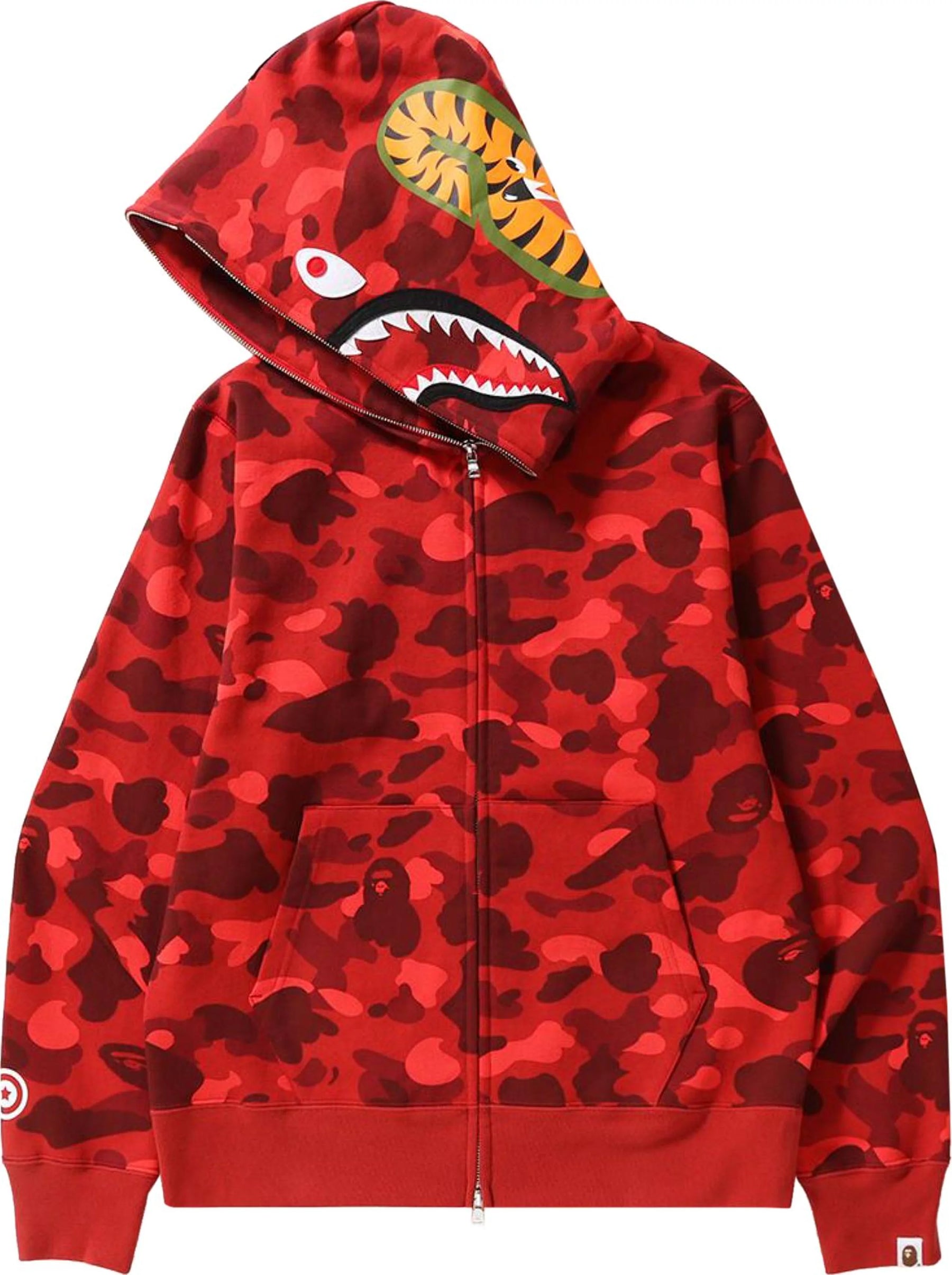 BAPE Color Camo Shark Full Zip Hoodie 'Red'