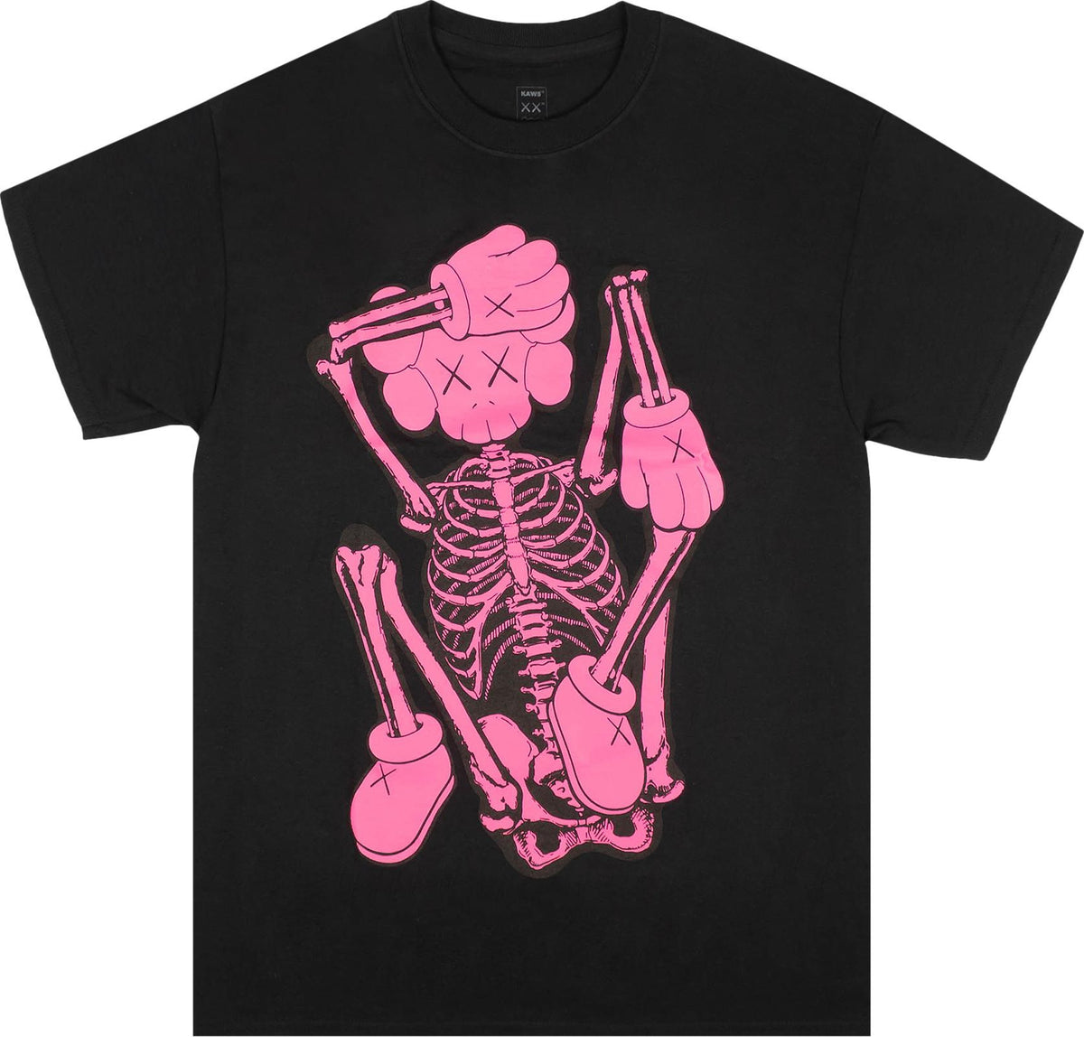 KAWS SKELETON NEW FICTION T-shirt Pink
