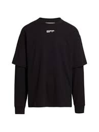 OFF-WHITE MASKED FACE DOUBLE SLEEVE TEE Black