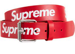 Supreme Repeat Leather Belt 'Red'